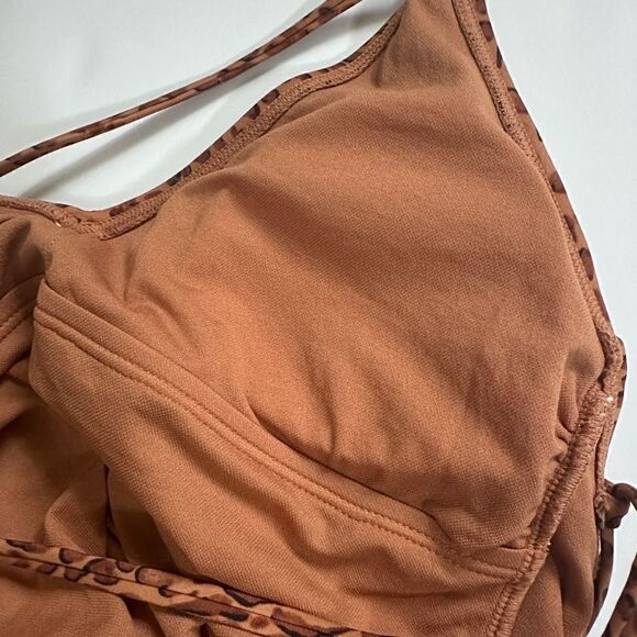 NWOT Shade & Shore One Piece Side Tie Plunge Leopard Print Swimsuit - Picture 12 of 16